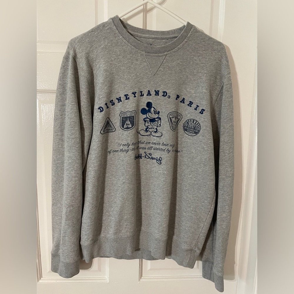 *AUTHENTIC* Disneyland Paris Embroidered Gray Sweatshirt